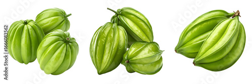 Set For Fresh green bilimbi fruits isolated on transparent background