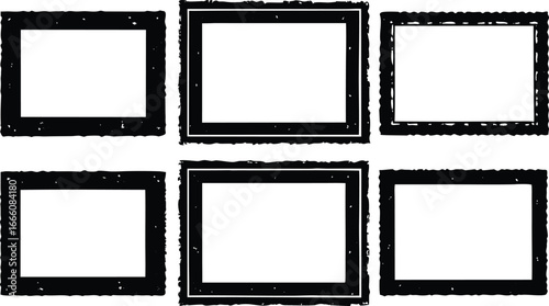 Wallpaper Mural Six mixed style black frames, including grunge and ornate borders, arranged in two rows of three, isolated on a white background for versatile display Torontodigital.ca