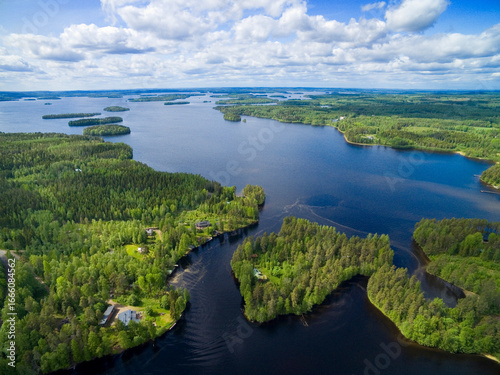 Aerial view of Kapustaselkä Lake east of Kuopio, Finland