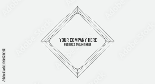 Modern abstract geometric diamond frame with sketchy lines and editable text