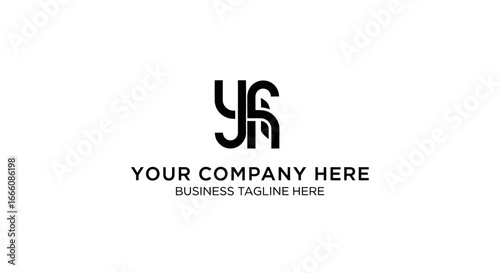 Modern Black and White Logo Design Featuring "YA" Letters