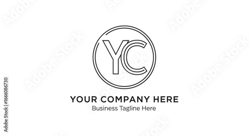 Monogram Logo Design "YC" with Double Outline