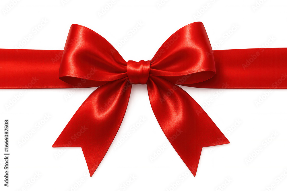 Fototapeta premium Red ribbon with beautiful bow isolated on transparent background, ideal for decorating gifts or special occasions