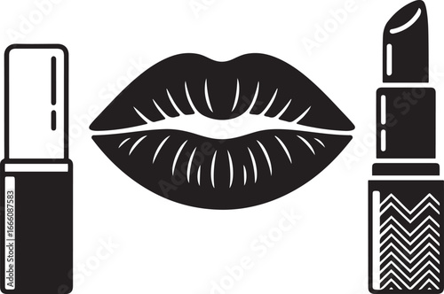 Lipstick silhouette vector art illustration, Shapes Collection Isolated on White Background