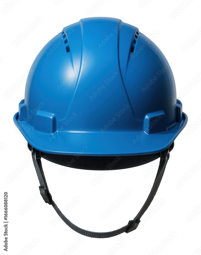Fototapeta premium Blue hard hat with ventilation slots