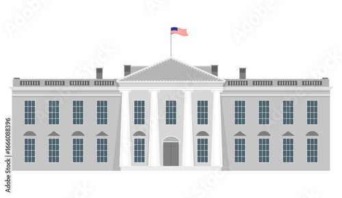 White House US presidential election American flag iconic building front view