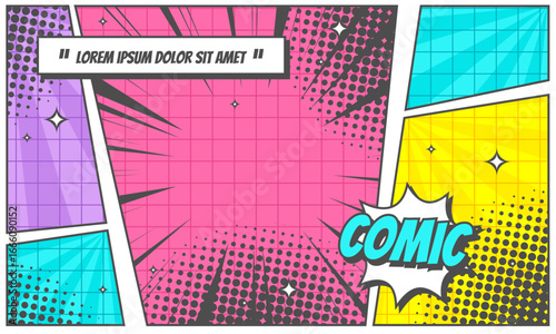 Colorful comic pop art background in retro style