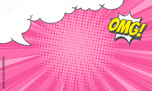Comic Book Pop Art Pink Explosion with cloud illustration