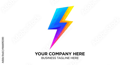 Free Download Vibrant Low-Poly Lightning Bolt Logo Design, Colorful Gradient, Energy Symbol - GFXLoad