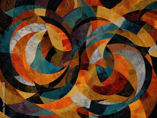 Modern Art Elegance: Swirling Colors and Geometric Patterns Abstract Background