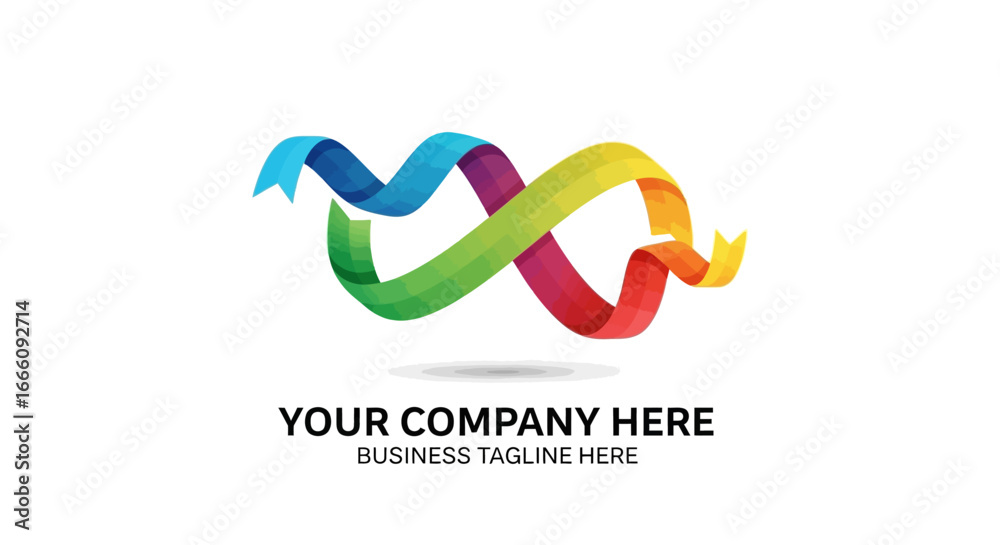 Fototapeta premium Vibrant Rainbow Ribbon Swirl Logo with Gradient Colors and Shadow