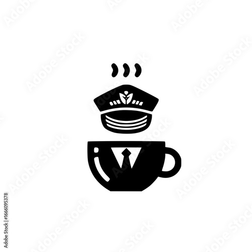 Service Hat Icon on Mug Vector for Official Uniforms and Public Service Branding Projects