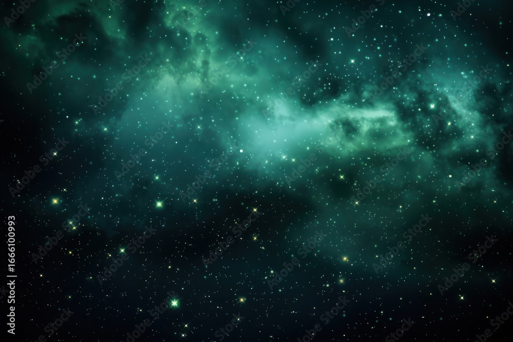 Fototapeta premium A vivid emerald sky dotted with twinkling stars nature backgrounds astronomy.