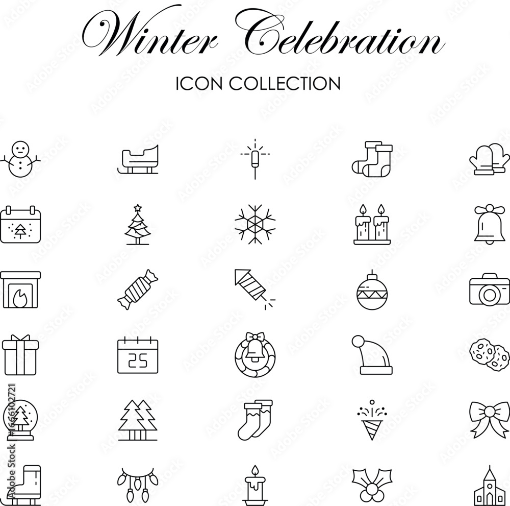 Fototapeta premium Winter Celebration Icon Collection