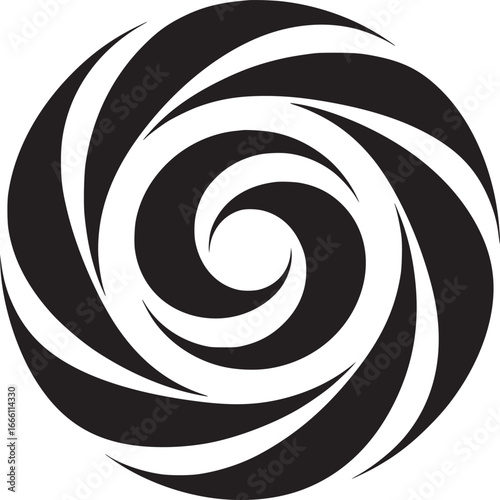 Dynamic black and white swirl for modern designs, backgrounds, and creative projects needing an eye-catching element