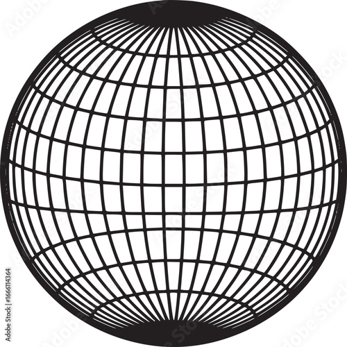 Modern geometric globe design element on white offers clean contemporary feel for technology and design projects