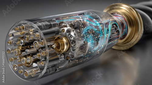 Electric Cable Structure Vector Illustration, Cross-Section of Power Cord Showing Conductor