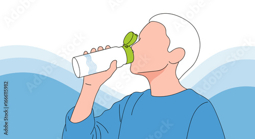 Stay hydrated with a refreshing drink from reusable bottle for healthy lifestyle and wellness routine