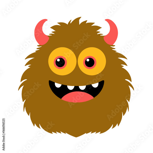 Cute happy cartoon monster on transparent png background