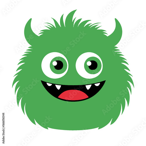 Cute happy cartoon monster on transparent png background