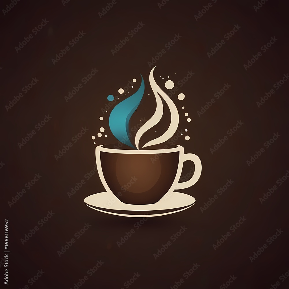 Obraz premium A brown coffee mug with hot steam rises from the dark espresso drink, a perfect symbol of a morning caffeine breakfast