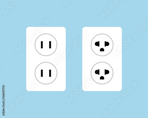 Electrical Outlet isolated, Wall Socket illustration