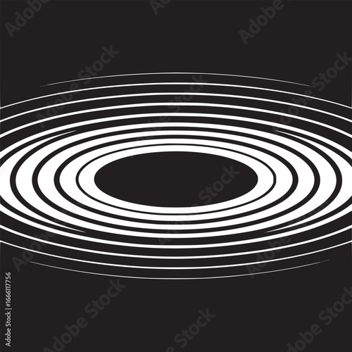 Modern black and white concentric circles create hypnotic dynamic abstract background