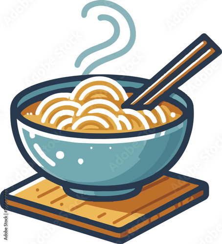 Hot ramen noodle illustration design