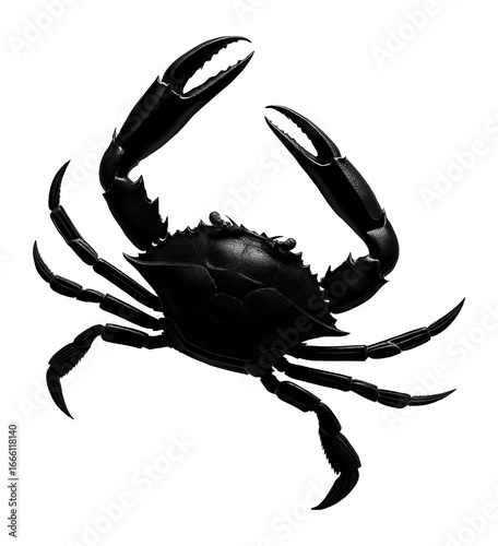 Silhouette of a swimming crab with pincers