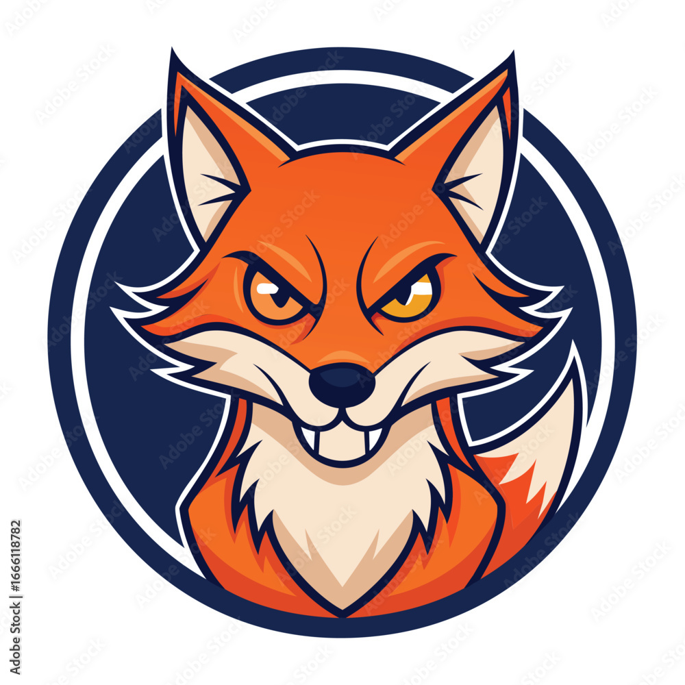 Obraz premium Angry Fox Logo Inside Circle
