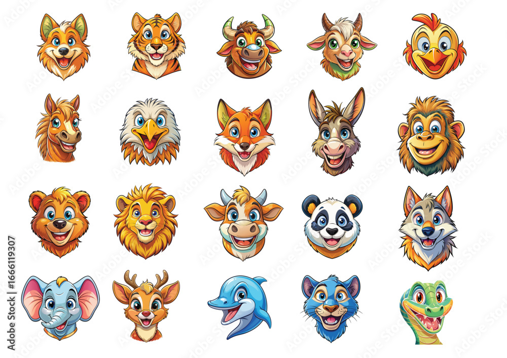 Fototapeta premium Set of Smile Animals