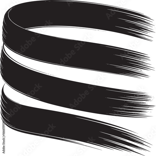 Dynamic black brushstrokes create modern abstract design element for impactful branding and creative artwork