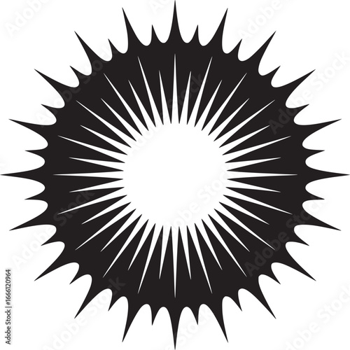 Stunning black and white starburst design element perfect for adding dynamic flair to your project