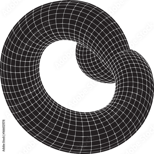 Explore the captivating geometry of black and white torus knot, perfect for modern technology designs