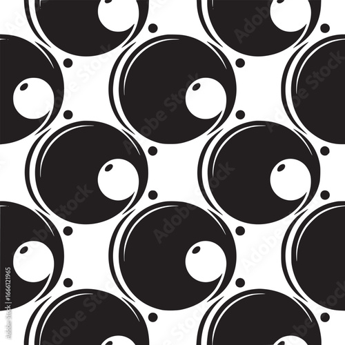 Bold modern seamless pattern in black and white, creating dynamic retro vibes for backgrounds and textiles