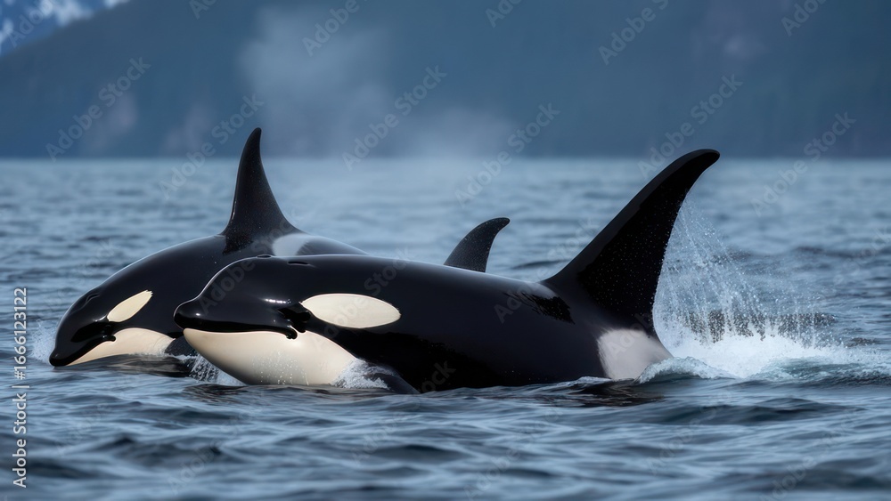 Fototapeta premium Orcas in the water