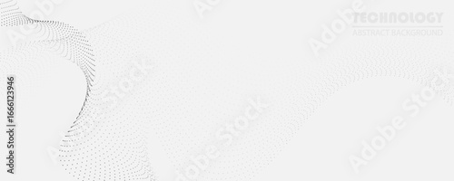 Abstract black dots particles flowing wavy lines pattern on white background. You can use for technology, energy. suit for simple design in poster,banner, brhouce.