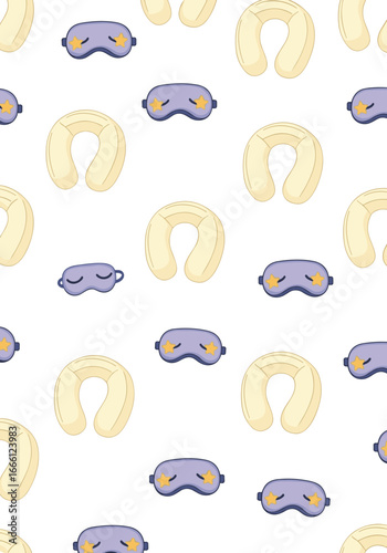Cute travel neck pillow and sleeping mask pattern for comfy journeys and restful sleep