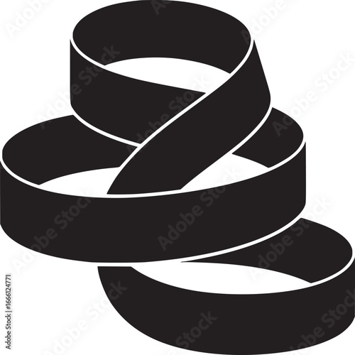 Dynamic black ribbon forming a continuous loop against bright white creating a modern abstract shape