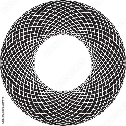 Stunning abstract monochrome donut shape with elegant line pattern for modern designs and creative projects