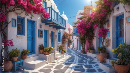Fototapeta Naklejka Na Ścianę i Meble -  Picturesque alleyway in a Greek village