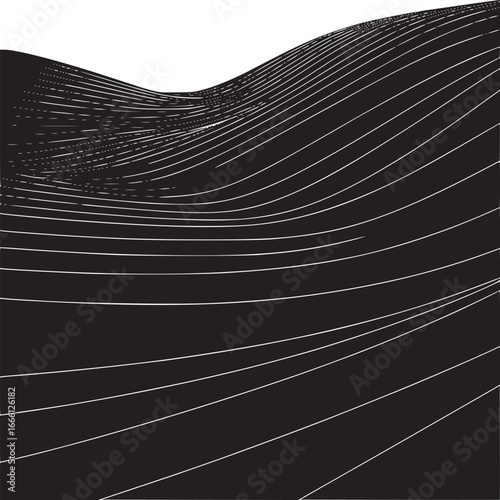 Modern abstract black and white flowing lines create sophisticated background for creative projects