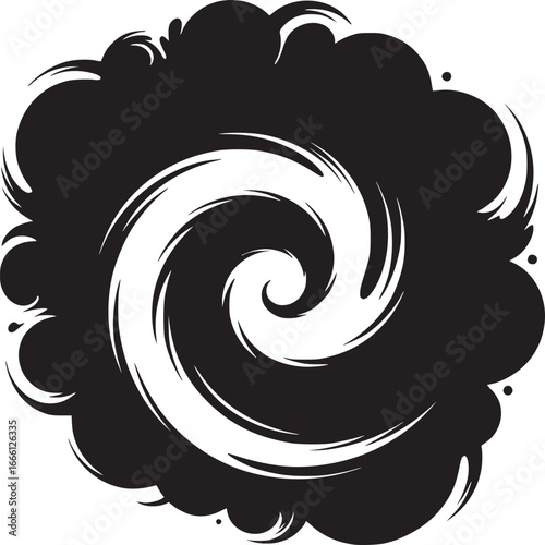 Dynamic swirling vortex design with bold contrast creating a modern abstract background element
