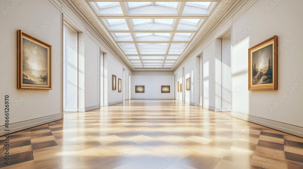 Fototapeta premium Museum Gallery for Art and Exhibit Spaces - Isolated on White Background