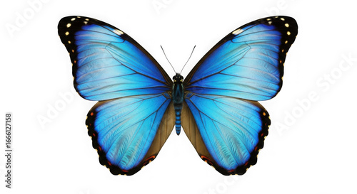Blue Morpho Butterfly On Black Background