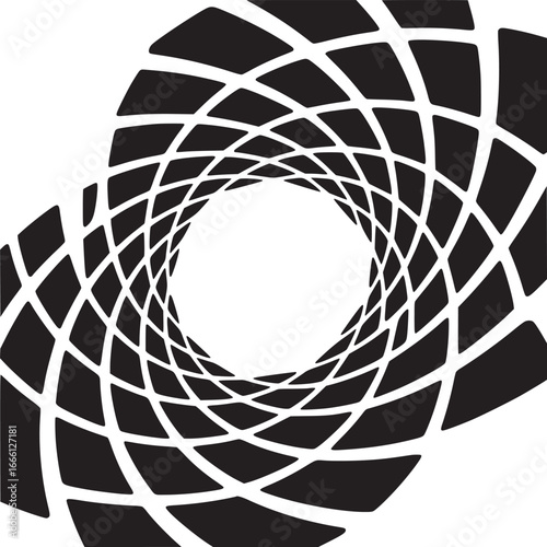 Dynamic black and white abstract tunnel background for modern branding or technology concept designs