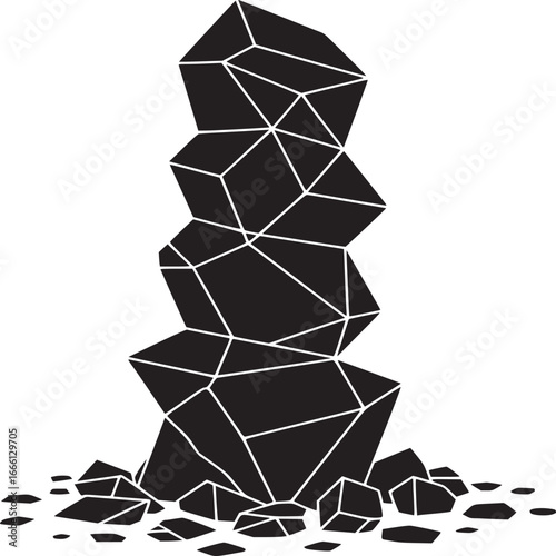 Striking geometric rock formation art installation for a modern, edgy, and sophisticated visual concept