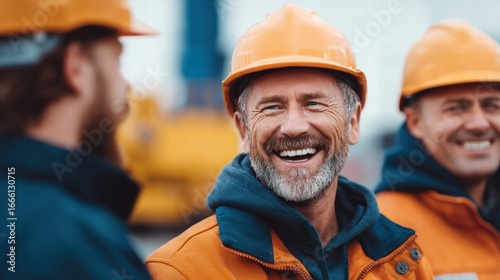 Wallpaper Mural A group of construction workers sharing a smile and a positive attitude while working. Torontodigital.ca