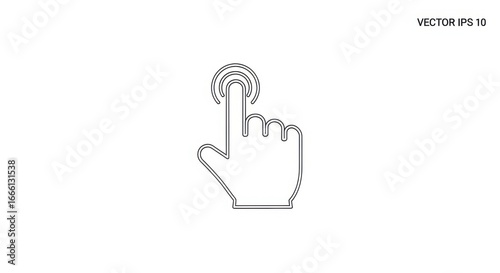 Tap Finger Icon Vector Line Art Design