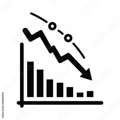 Market value decline graph icon